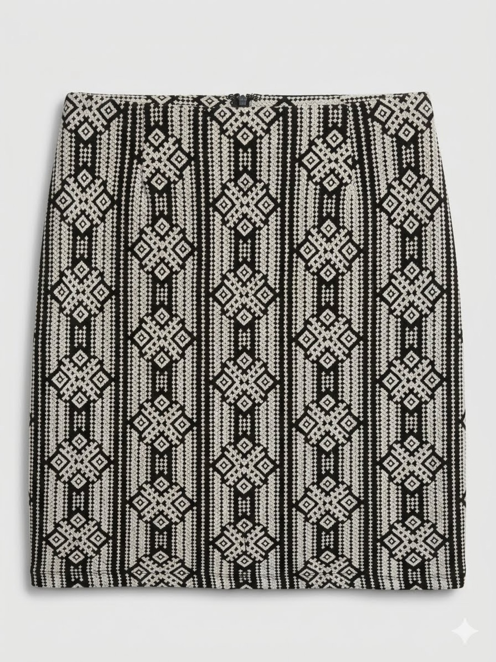 Monochrome Geometric Pencil Skirt - Black & White
